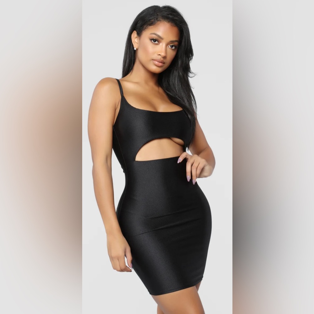 Fashion Nova Cut To The Chase Black Spaghetti Strap Mini Bodycon Dress